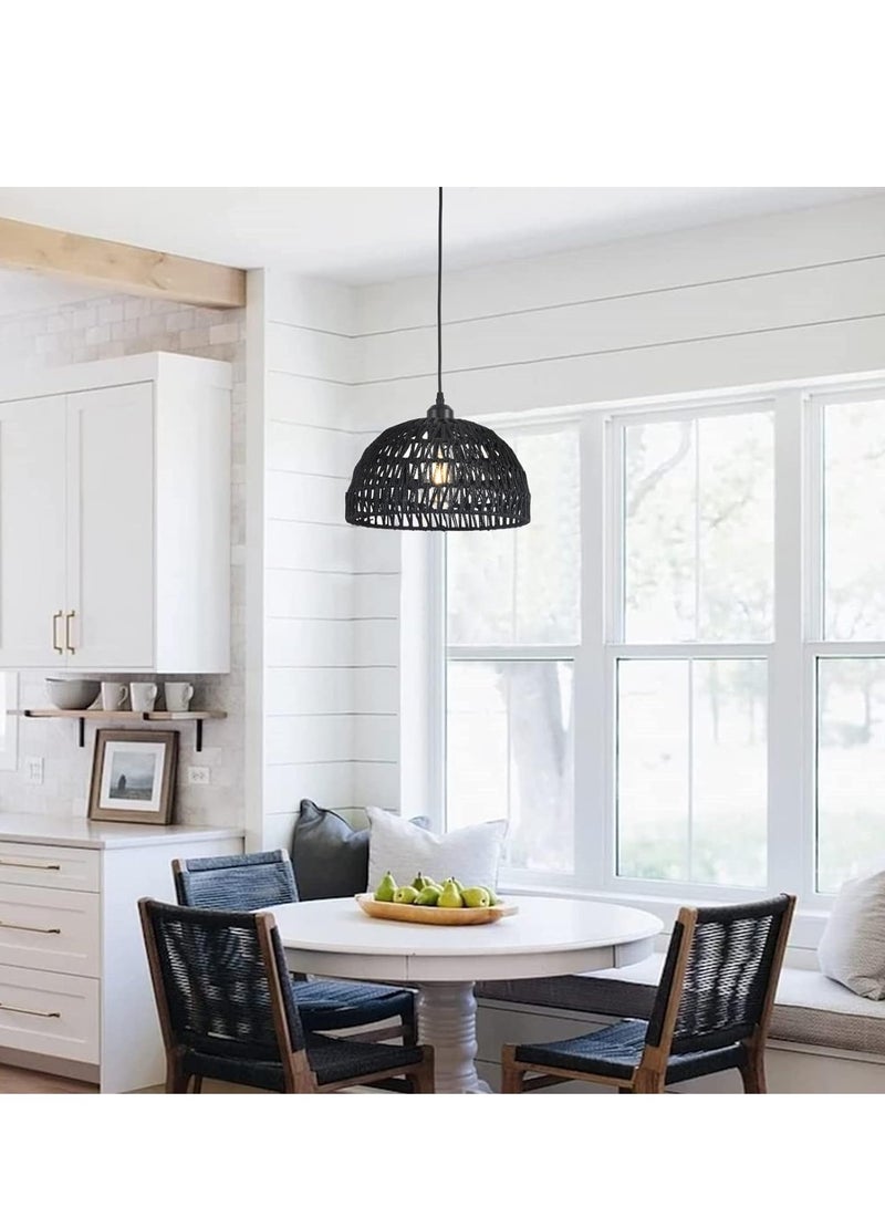 GEADI Rattan Light Fixtures Ceiling Mount Boho Ceiling Light Fixture With Dimmable Led Bulb Mini Hand Woven Rattan Chandelier Light Fixtures Ceiling For Bedroom Kitchen Entryway Living Room Hallway - Image 5