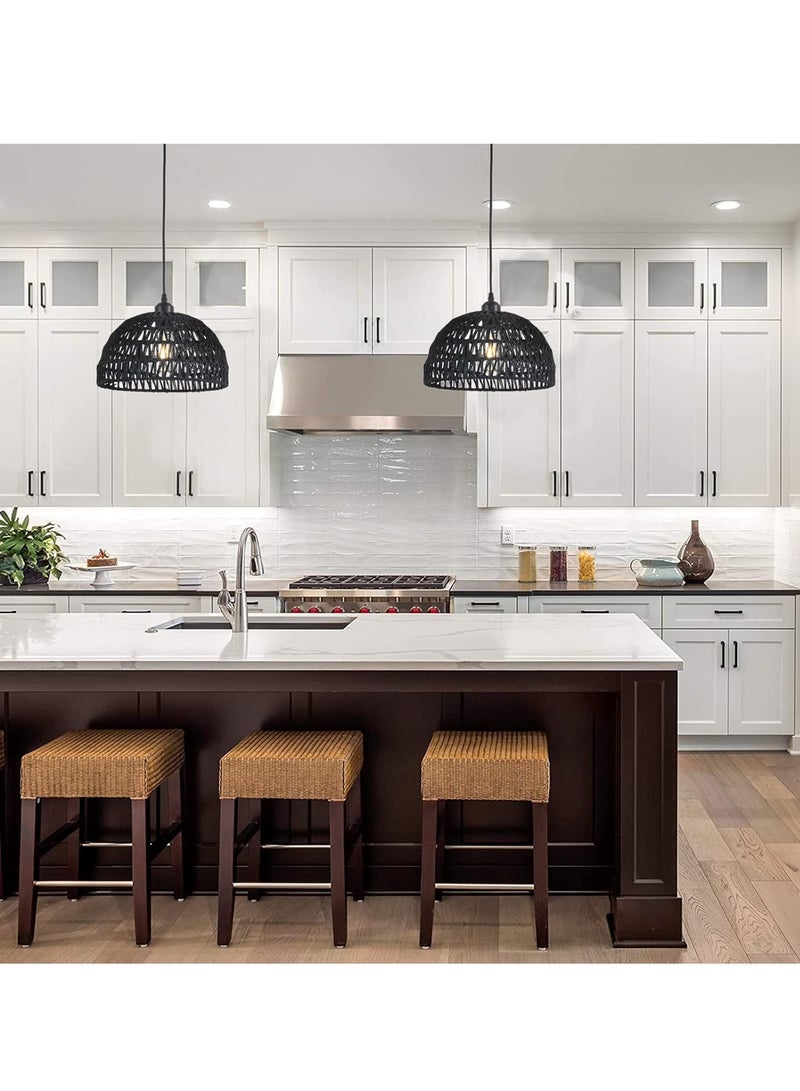 GEADI Rattan Light Fixtures Ceiling Mount Boho Ceiling Light Fixture With Dimmable Led Bulb Mini Hand Woven Rattan Chandelier Light Fixtures Ceiling For Bedroom Kitchen Entryway Living Room Hallway - Image 4