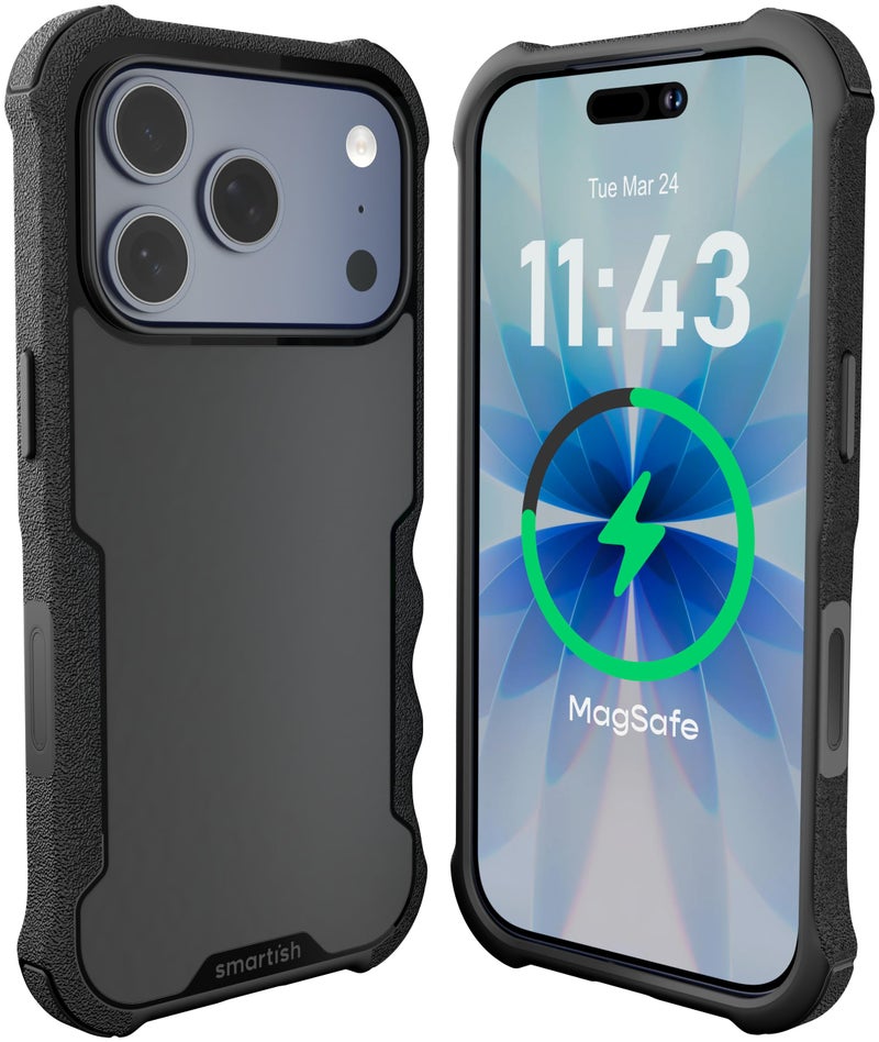 Smartish iPhone 17 Pro MagSafe Case Gripzilla Protective Magnetic Case for Men Rugged Tough Military Grade Heavy Duty Grip Armor Drop Tested for iPhone 17 Pro Black Tie Affair - Image 2