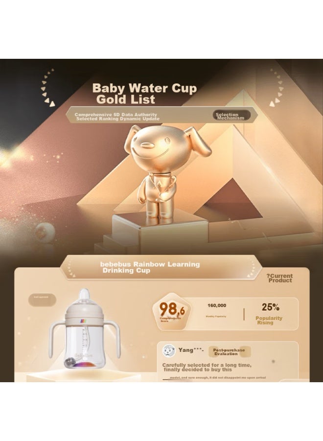 Bebebus Rainbow Sippy Cup With Straw, Non-sippy Cup For Babies 3 Months And Above, Anti-choking, 200ml - Image 1