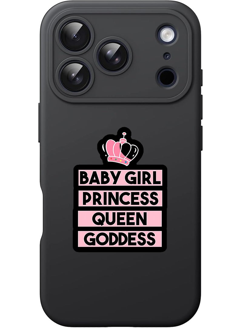 Theodor Protective Slim Fit Case Liquid Silicone Cover with Full Body Protection Anti-Scratch Shockproof Case For Apple iPhone 17 Pro Max (Black) Baby Girl Princess - Image 1
