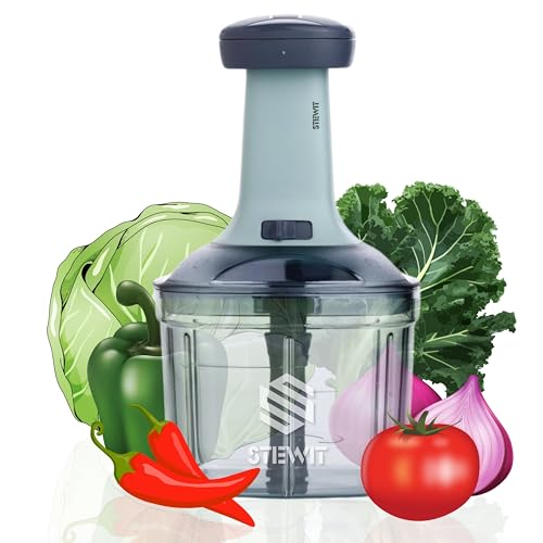Stewit Food Chopper 900ml, Steel Large Manual Hand-Press Vegetable Chopper Mixer Cutter to Cut Onion, Salad, Tomato, Potato (Pista 900ml) - Image 1