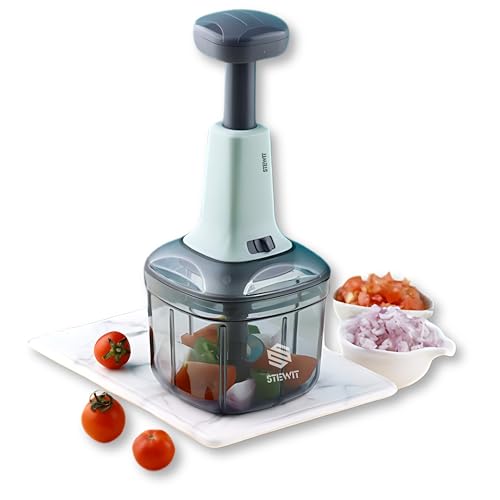 Stewit Food Chopper 900ml, Steel Large Manual Hand-Press Vegetable Chopper Mixer Cutter to Cut Onion, Salad, Tomato, Potato (Pista 900ml) - Image 2