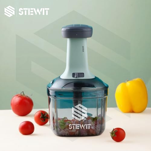 Stewit Food Chopper 900ml, Steel Large Manual Hand-Press Vegetable Chopper Mixer Cutter to Cut Onion, Salad, Tomato, Potato (Pista 900ml) - Image 3