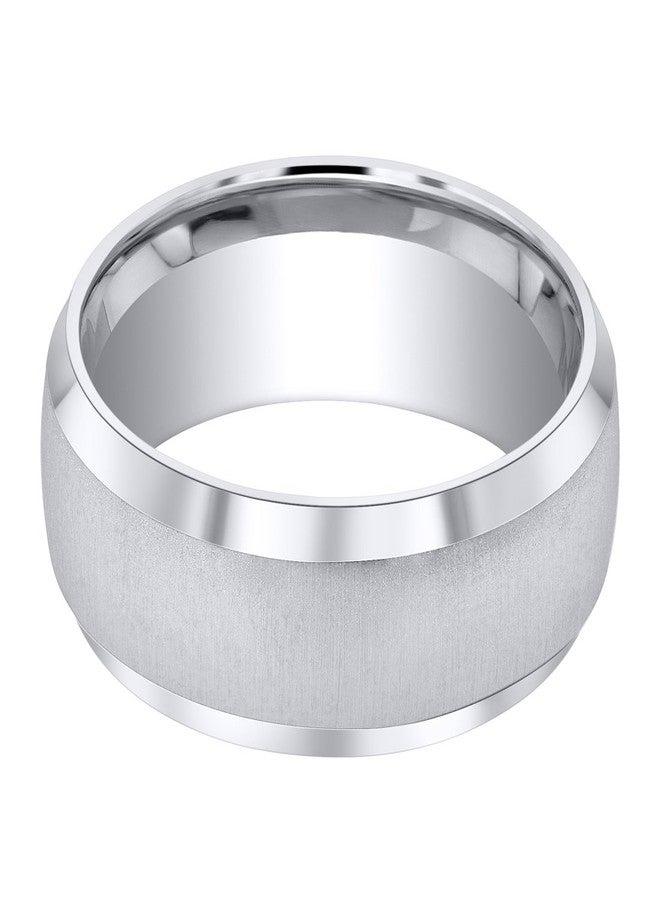 PEORA Men's 8mm Solid 925 Sterling Silver Wedding Ring Band, Beveled Edge, Brushed Matte, Comfort Fit 8, Durable, Sleek, Sturdy Men's Wedding Band, w/Wedding Ring Box, Gifts for Men w/Jewelry Box - Image 2