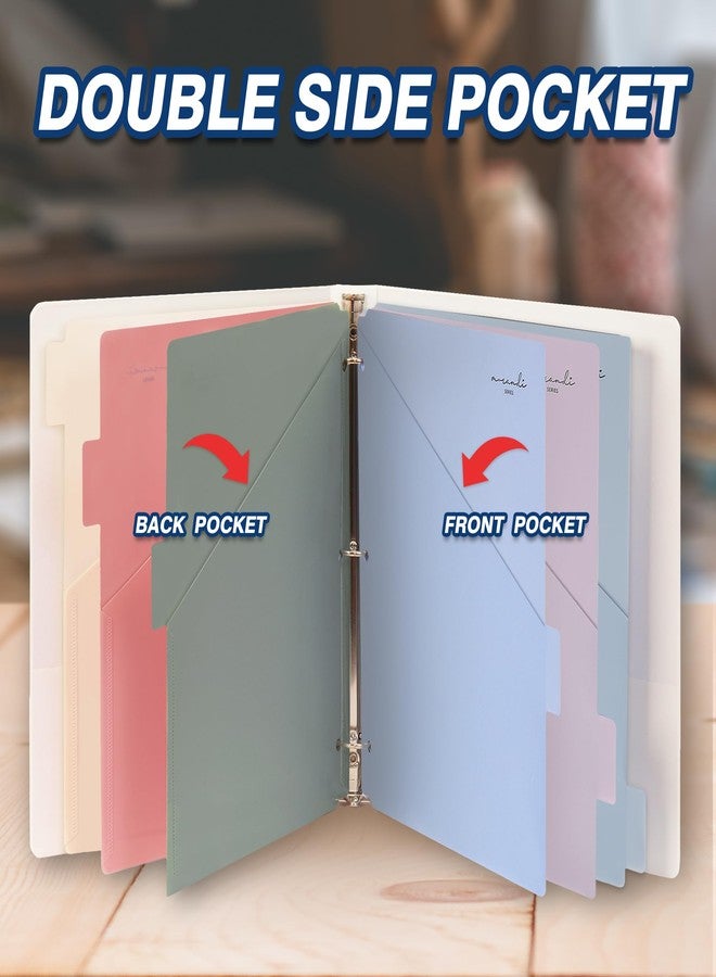 H4D 6-Tab Dividers for 3 Ring Binder, Plastic Dividers with Two Pockets, Letter Size, Morandi Colors, 2 Set - Image 3