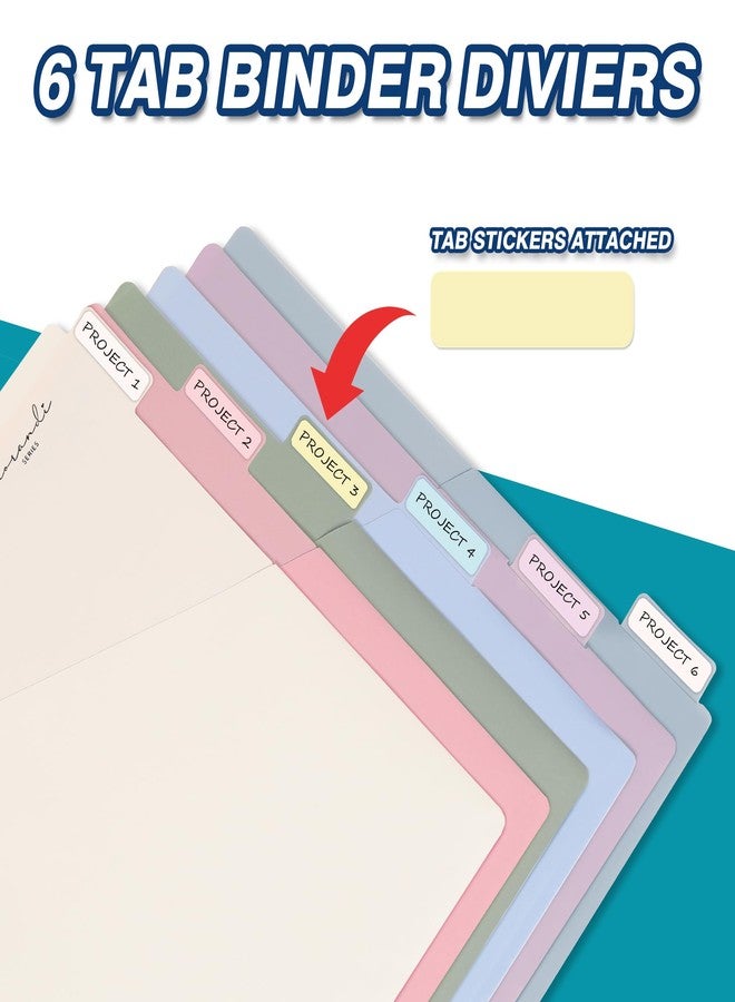 H4D 6-Tab Dividers for 3 Ring Binder, Plastic Dividers with Two Pockets, Letter Size, Morandi Colors, 2 Set - Image 5