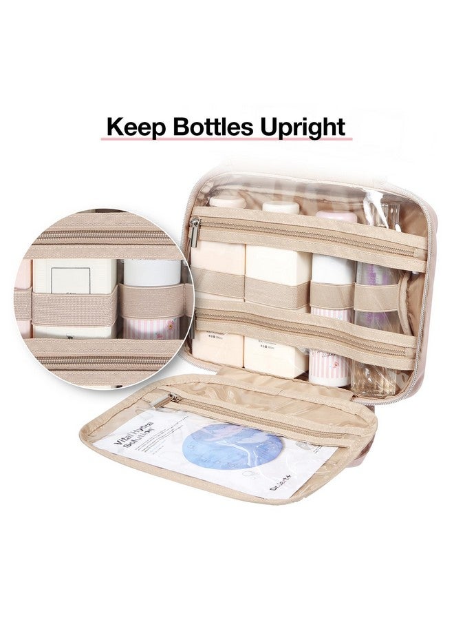BAGSMART BAGSMART Toiletry Bag Hanging Travel Makeup Organizer with TSA Approved Transparent Cosmetic Bag Makeup Bag for Full Sized Toiletries, Large-Pink - Image 4