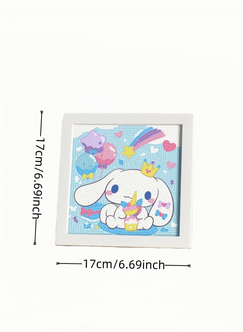 Kids DIY Diamond Art Set with Wooden Frame, Easy 5D Diamond Art Painting Set, Mini Diamond Art Painting for Home Wall Desktop Decoration (6.69x6.69 Inch)  - Image 2