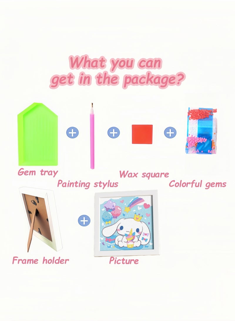 Kids DIY Diamond Art Set with Wooden Frame, Easy 5D Diamond Art Painting Set, Mini Diamond Art Painting for Home Wall Desktop Decoration (6.69x6.69 Inch)  - Image 5