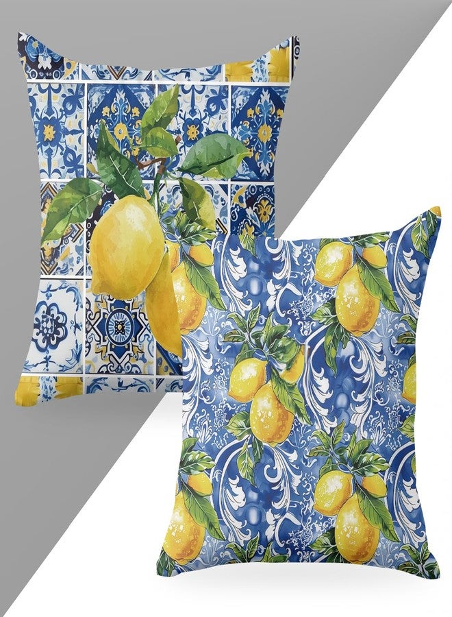 CQM 2 PCs Pillow Covers 18x18, Italy Lemon Throw Pillow Covers, Lemon Decor Italian Gifts Pillow Cases Decorative Pillow Protectors Living Room Bedroom Office Home Decor for Cushion Car Bed - Image 2