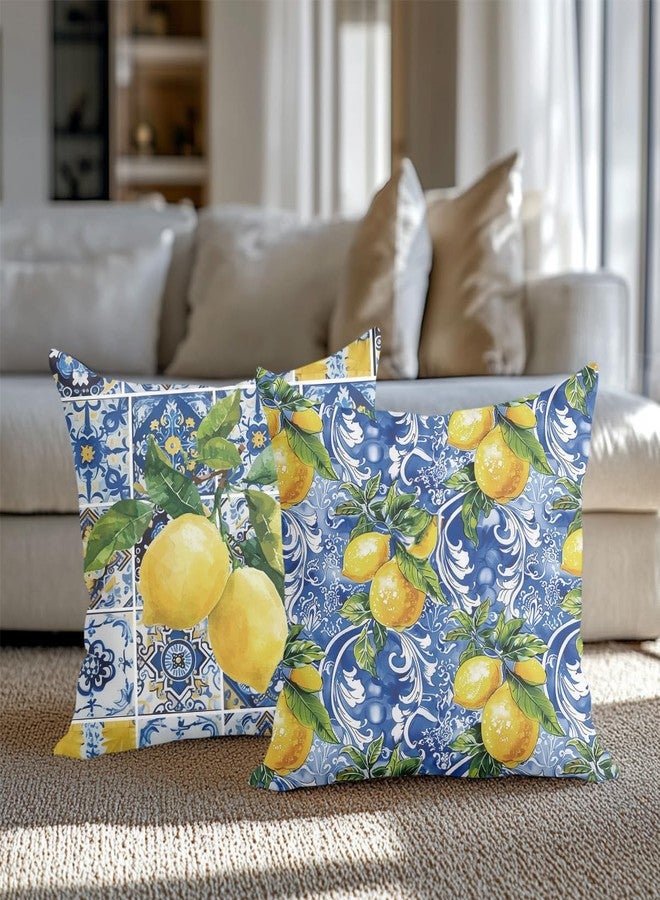 CQM 2 PCs Pillow Covers 18x18, Italy Lemon Throw Pillow Covers, Lemon Decor Italian Gifts Pillow Cases Decorative Pillow Protectors Living Room Bedroom Office Home Decor for Cushion Car Bed - Image 4