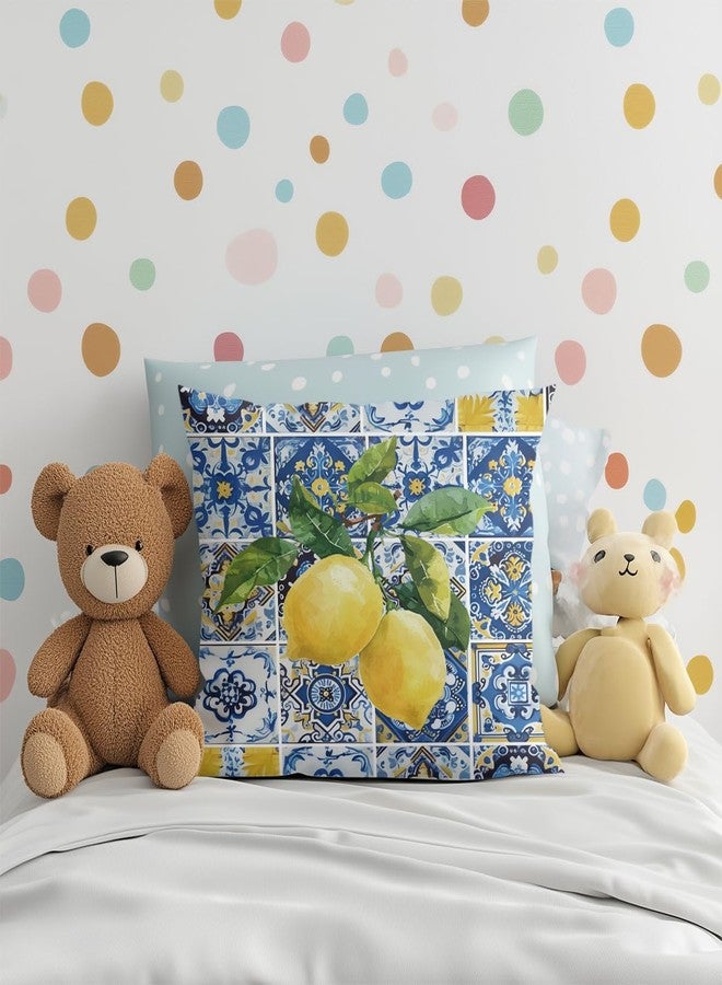 CQM 2 PCs Pillow Covers 18x18, Italy Lemon Throw Pillow Covers, Lemon Decor Italian Gifts Pillow Cases Decorative Pillow Protectors Living Room Bedroom Office Home Decor for Cushion Car Bed - Image 5