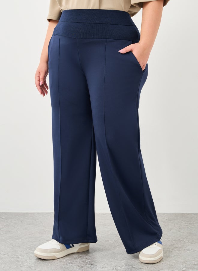 Styli Plus Navy Blue Scuba Joggers with Wide Waistband - Image 2