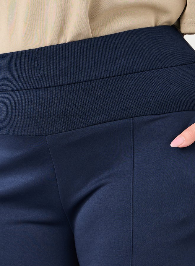 Styli Plus Navy Blue Scuba Joggers with Wide Waistband - Image 3