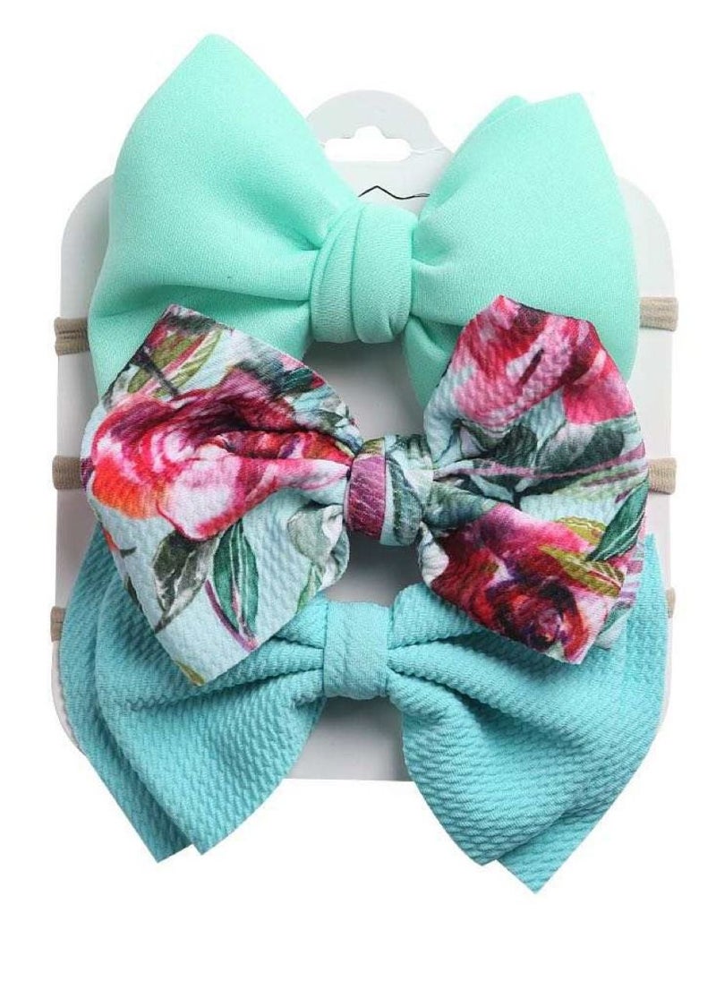 The Girl Cap The Girl Cap Elastic Baby Headband Stretchable Nylon Assorted Hairbands Hair Accessories for Baby Mint Green 3pcs  - Image 1