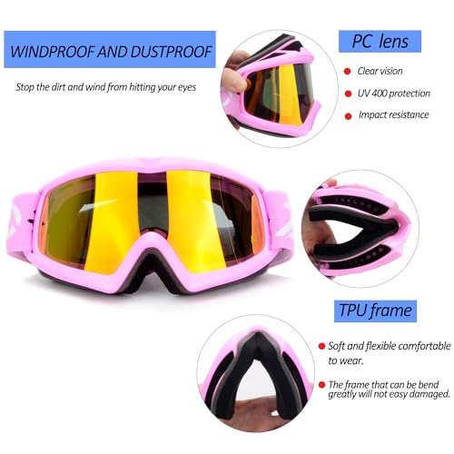 ZJNUO Kids Teens Child Youth ATV Dirt Bike Goggles Motorcycle Motocross Off Road Riding Racing Cycling Goggle for Boys and Girls - Image 5
