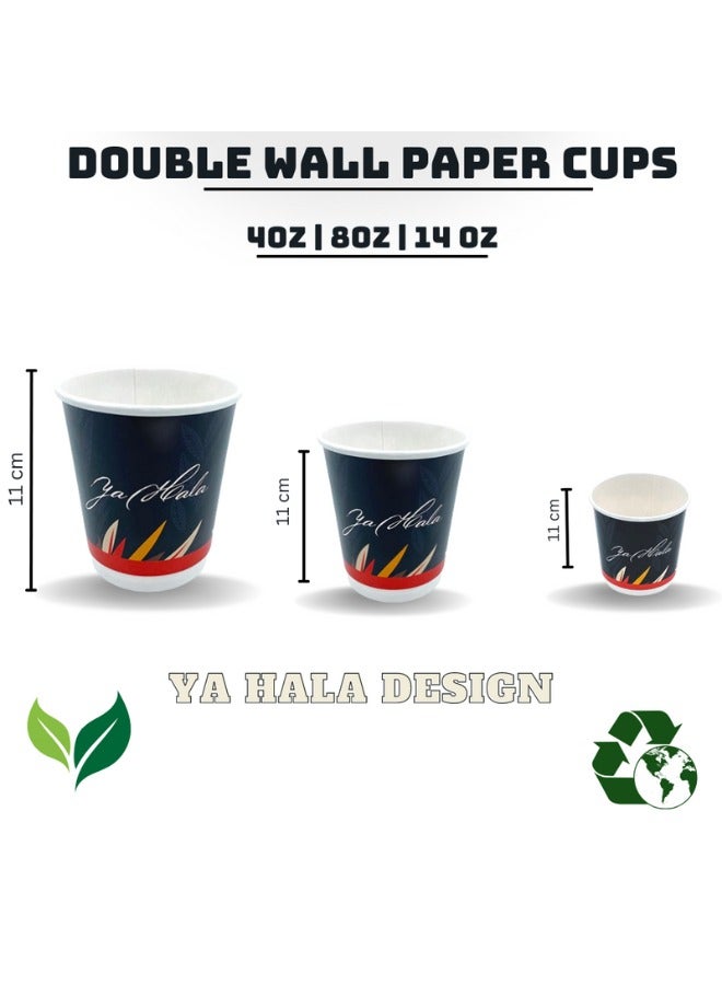 Halapack Bulk Pack 4oz Disposable Double Wall Paper Cups with Ya Hala Design +2 Bonus Cups - Image 2