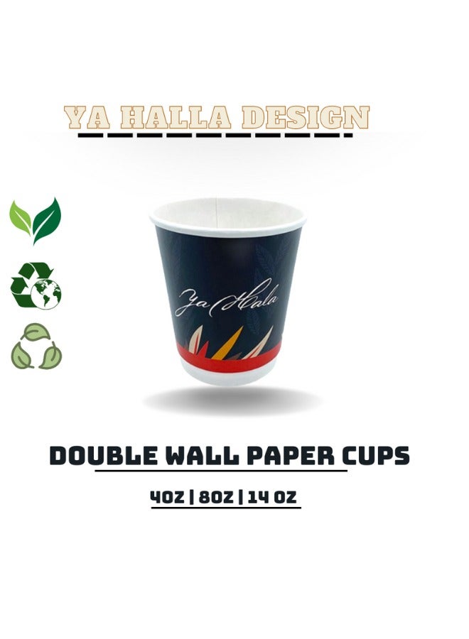 Halapack Bulk Pack 4oz Disposable Double Wall Paper Cups with Ya Hala Design +2 Bonus Cups - Image 4