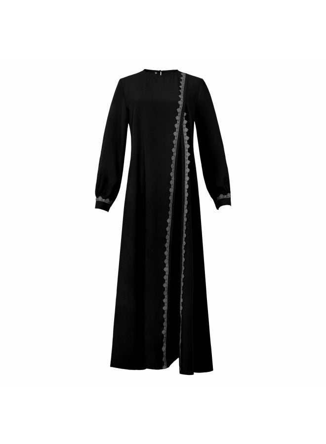 Abaya - Women's Long Dress Robe - Black-lace women's skirt, 3XL - Muslim Dress, Islamic Clothing, Abaya Style, Casual Maxi Dress, Modest Fashion - Image 1