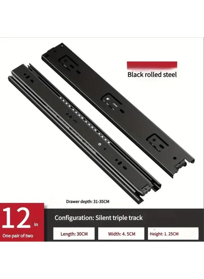 12 Inch Ball Bearing Drawer Slides 100lb Load Capacity Side Mount Metal Rails - Image 4