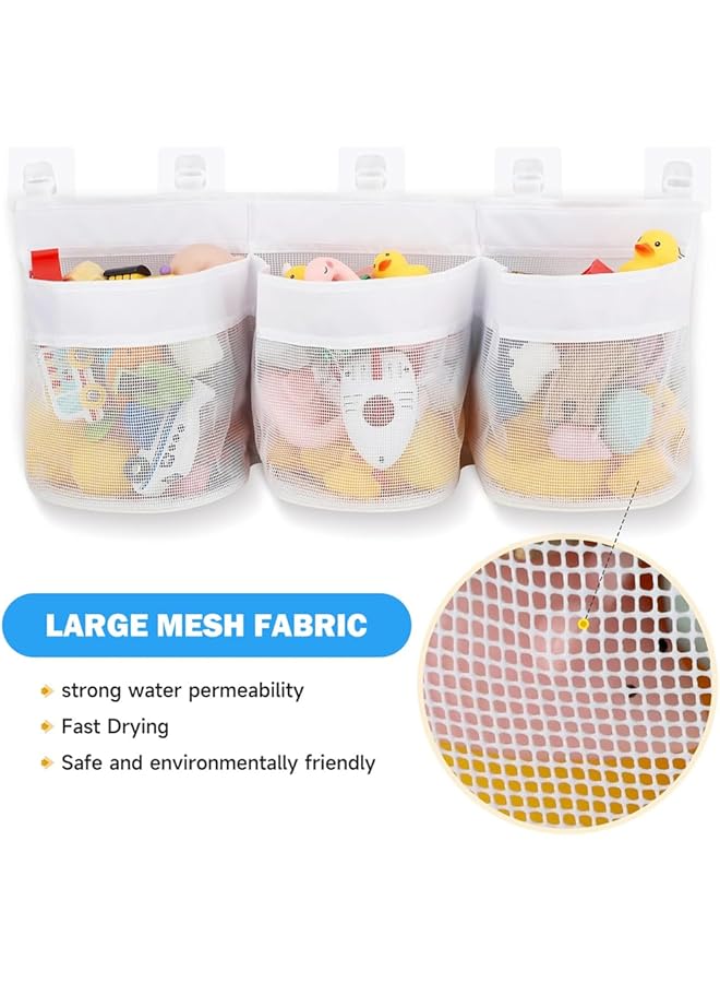 YARDHOBI Bath Toy Organizer 3 Compartments Bathtub Toy Storage Quick Access Bath Toy Holder For Bathtub Baby Organizer And Storage Quick Dry Baby Bath Toy Storage For Tub Mesh Shower Caddy - Image 2