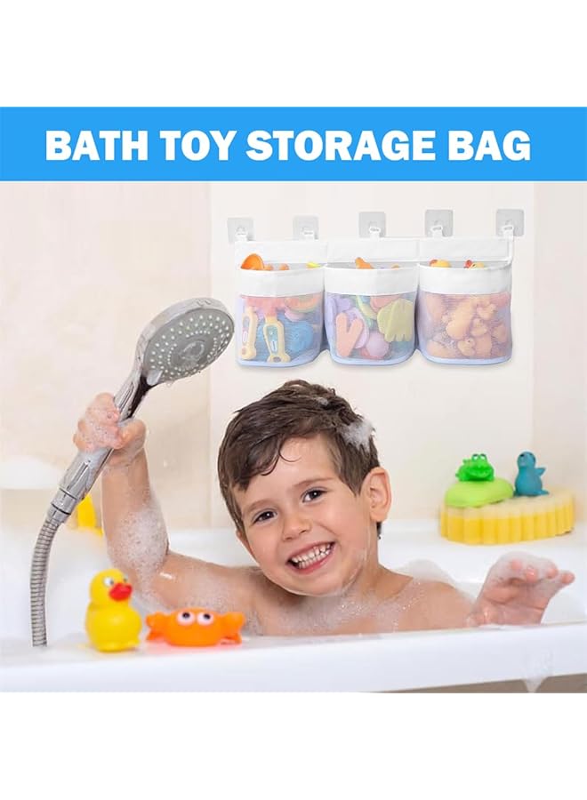 YARDHOBI Bath Toy Organizer 3 Compartments Bathtub Toy Storage Quick Access Bath Toy Holder For Bathtub Baby Organizer And Storage Quick Dry Baby Bath Toy Storage For Tub Mesh Shower Caddy - Image 4