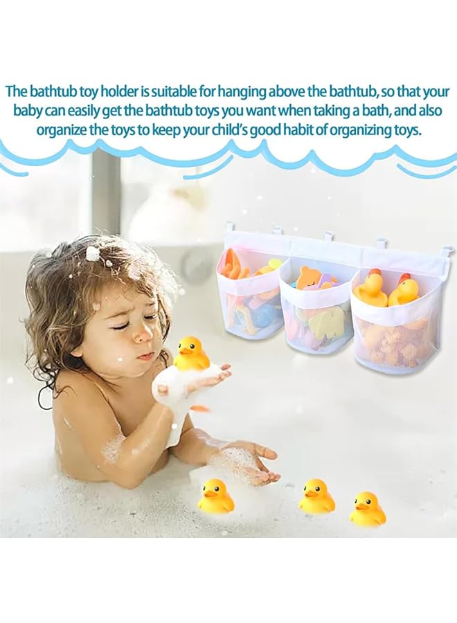 YARDHOBI Bath Toy Organizer 3 Compartments Bathtub Toy Storage Quick Access Bath Toy Holder For Bathtub Baby Organizer And Storage Quick Dry Baby Bath Toy Storage For Tub Mesh Shower Caddy - Image 3