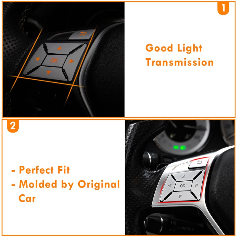 Moonlinks Steering Wheel Button Sticker Compatible with Mercedes A B C E M G SL GL GLA CLA GLK SLK GLS Class,Steering Wheel Button Decoration Trim Cover Sticker Inner Accessories(12PCS,Chrome-Square) - Image 4