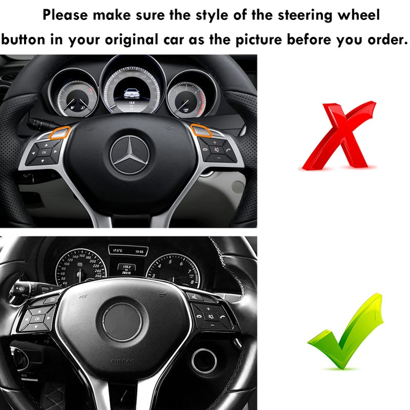 Moonlinks Steering Wheel Button Sticker Compatible with Mercedes A B C E M G SL GL GLA CLA GLK SLK GLS Class,Steering Wheel Button Decoration Trim Cover Sticker Inner Accessories(12PCS,Chrome-Square) - Image 2