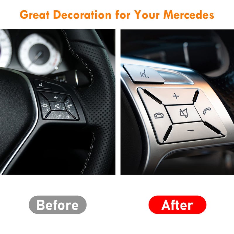 Moonlinks Steering Wheel Button Sticker Compatible with Mercedes A B C E M G SL GL GLA CLA GLK SLK GLS Class,Steering Wheel Button Decoration Trim Cover Sticker Inner Accessories(12PCS,Chrome-Square) - Image 3