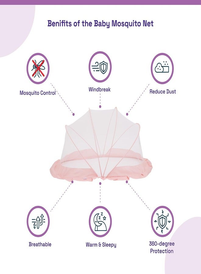 Wakefit Foldable Baby Mosquito Net | Bottomless Net for Safe & Easy Use | Portable & Soft Mesh Mosquito Net for Babies & Toddlers(0 to 24 Months) | 130x65x60 CM | White Pink - Image 5