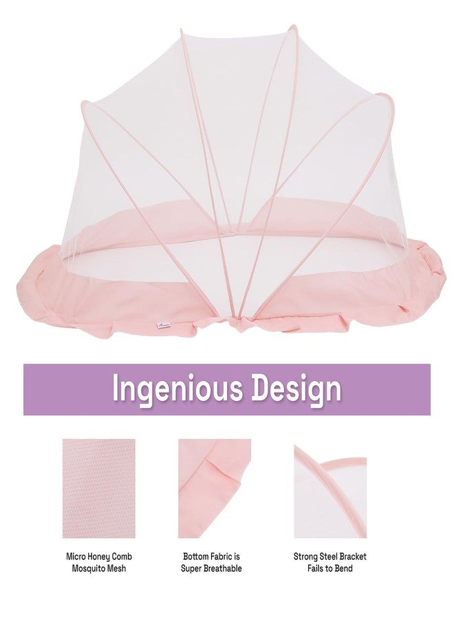 Wakefit Foldable Baby Mosquito Net | Bottomless Net for Safe & Easy Use | Portable & Soft Mesh Mosquito Net for Babies & Toddlers(0 to 24 Months) | 130x65x60 CM | White Pink - Image 3