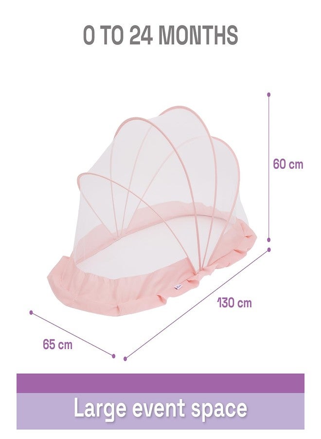 Wakefit Foldable Baby Mosquito Net | Bottomless Net for Safe & Easy Use | Portable & Soft Mesh Mosquito Net for Babies & Toddlers(0 to 24 Months) | 130x65x60 CM | White Pink - Image 2