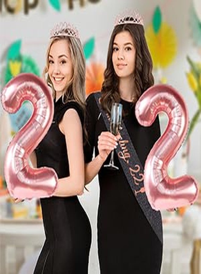 YeohJoy 22nd Birthday Decorations for Women, Including 22nd Birthday Sash and Tiara, Birthday Cake Topper and Candles 22, Rose Gold 22 Balloons, 22nd Birthday Gifts for Women - Image 4