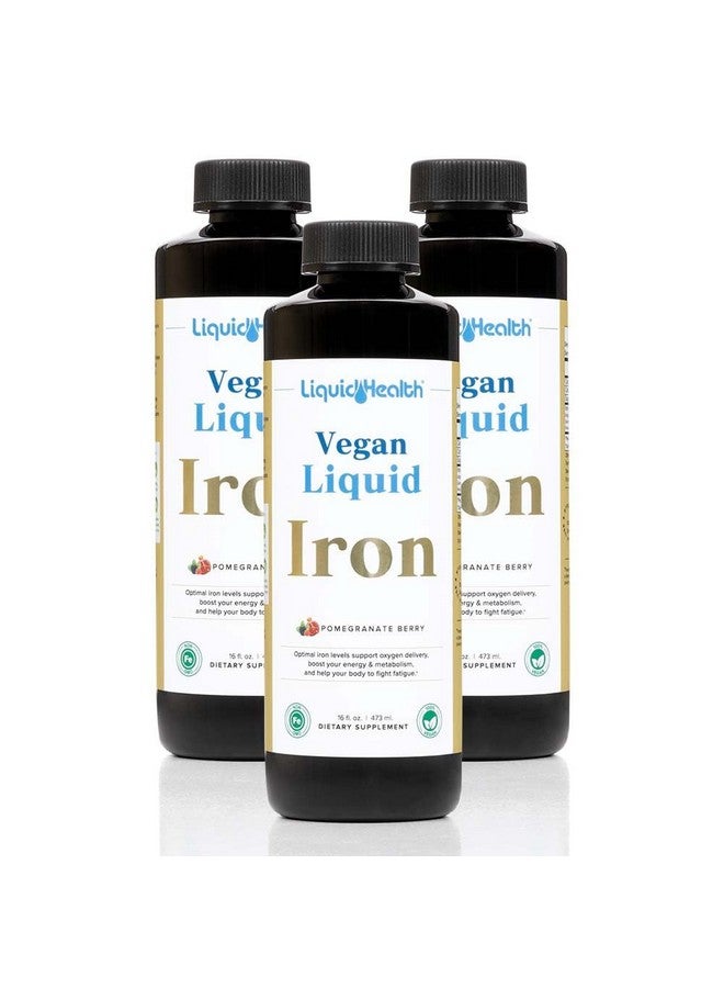 LIQUIDHEALTH Vegan Liquid Iron Supplement with SunActive & Ferrochel Fe - Natural Energy, Immune System & Metabolic Support, Increase Mental Clarity, Prenatal/Postnatal - USA Made, Non-GMO (3 Pack) - Image 1