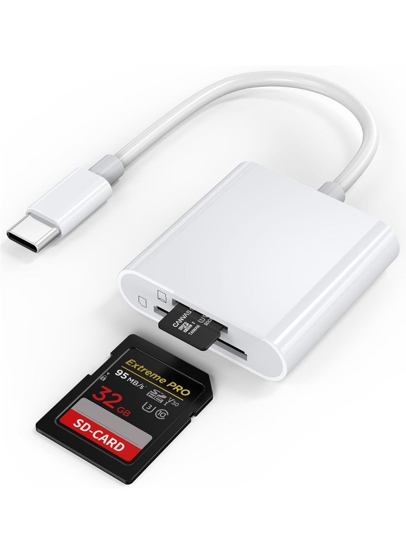 SD Card Reader USB C for iPhone 15-17, Digital Camera Adapter for Photo Upload/Transfer, Digital Camera to Phone Type-C Support SD Card/Mirco SD Card for iPhone 15-17PM,iPad Pro,Kodak Pixpro-White - Image 1