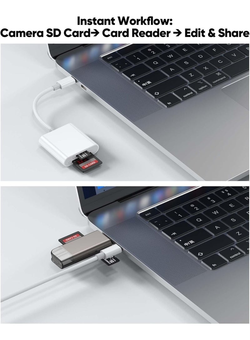 SD Card Reader USB C for iPhone 15-17, Digital Camera Adapter for Photo Upload/Transfer, Digital Camera to Phone Type-C Support SD Card/Mirco SD Card for iPhone 15-17PM,iPad Pro,Kodak Pixpro-White - Image 5