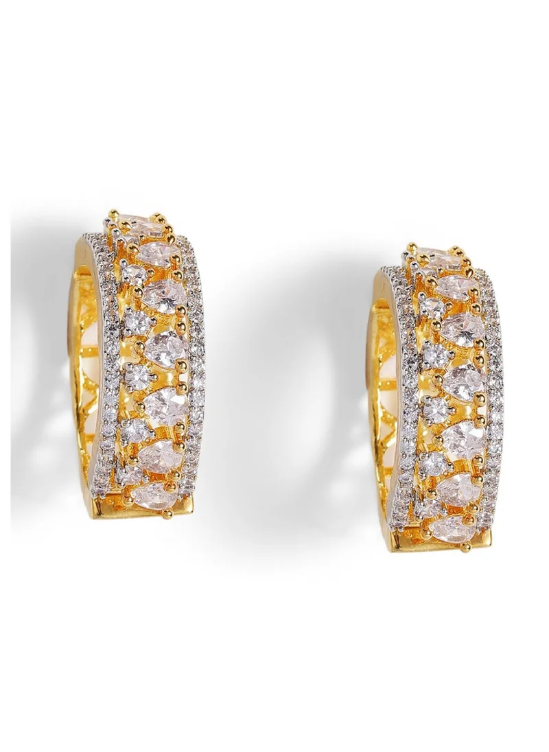 Priyaasi -Plated American Diamond Stone Studded Circular Hoop Earrings