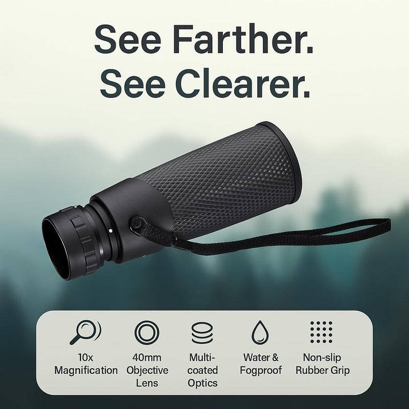 BARSKA Blackhawk Waterproof Monocular – Compact, Fogproof, Multi-Coated Optics, Slip-Resistant Grip for Birding, Hiking, Sports, Concerts & Outdoor Use - Image 2