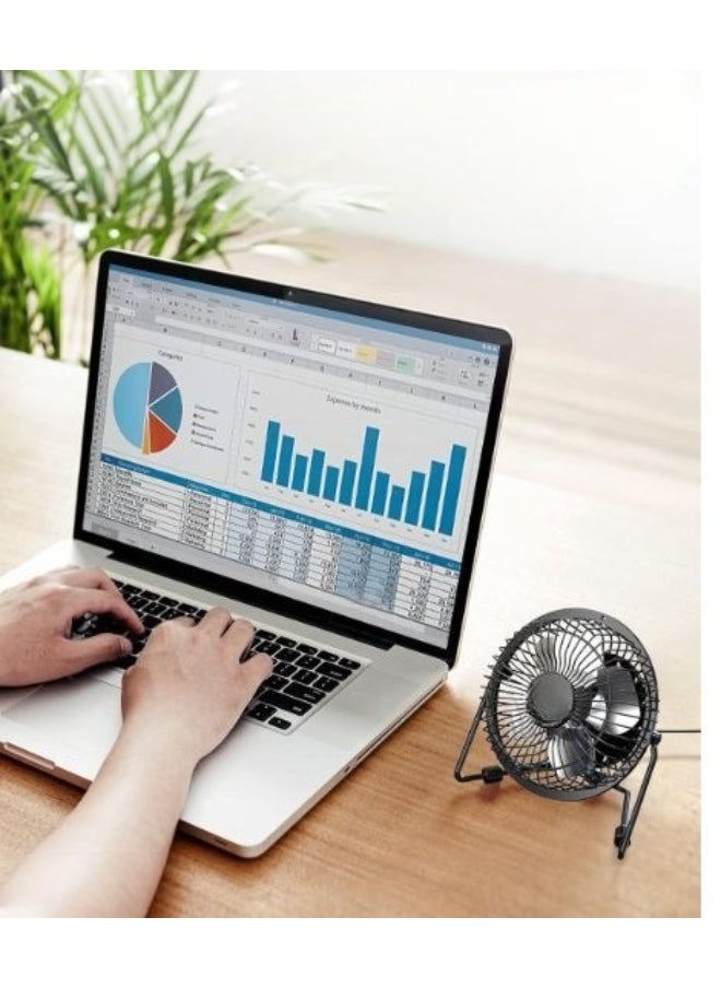 Generic Portable Mini USB Fan – Quiet Desktop Cooling – Rotating Design – Black – for Office & Computer Use  - Image 2