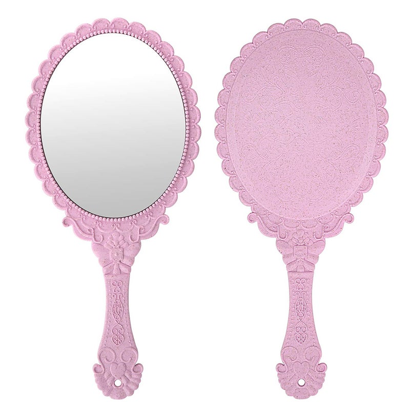 2pcs Handheld Makeup Mirrors Retro Pattern Mirrors Portable Cosmetic Mirror Mirror for Women Girls - Image 3