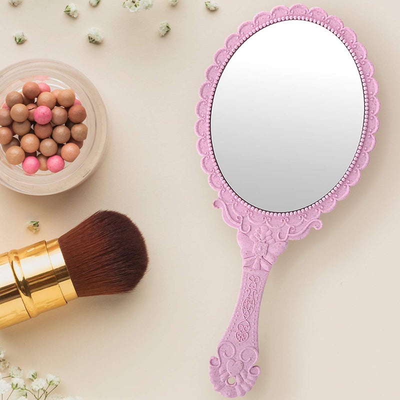 2pcs Handheld Makeup Mirrors Retro Pattern Mirrors Portable Cosmetic Mirror Mirror for Women Girls - Image 1