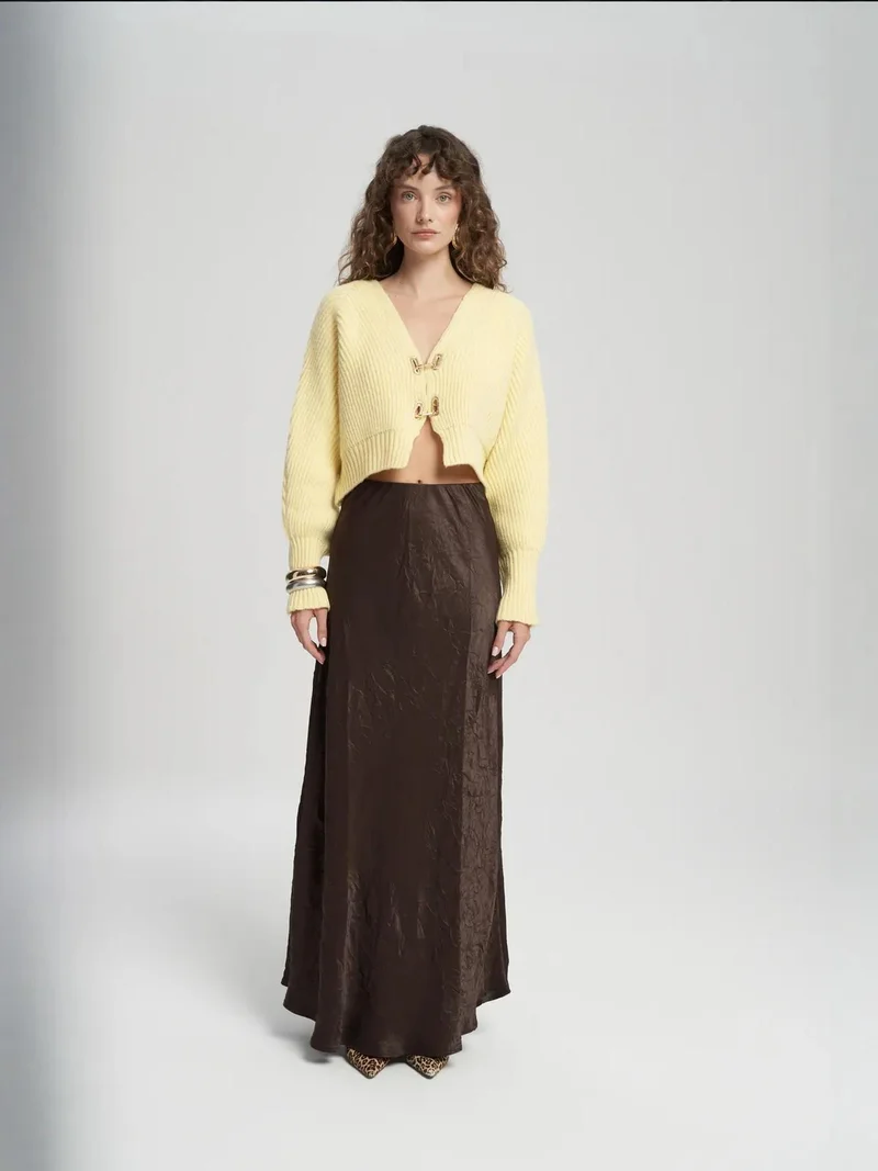 ماي كولكشن MAI STUDIOS Eubah Seersucker Affected Maxi Satin Skirt