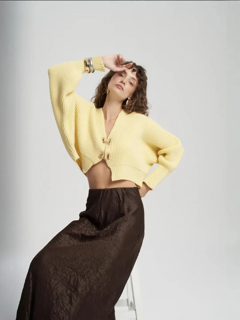 ماي كولكشن MAI STUDIOS Eubah Seersucker Affected Maxi Satin Skirt