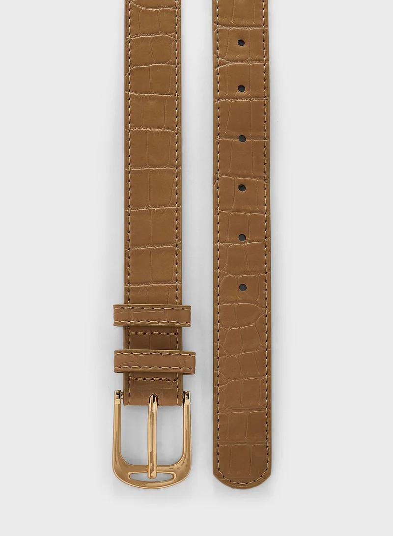 Ginger Croc Slim Belt