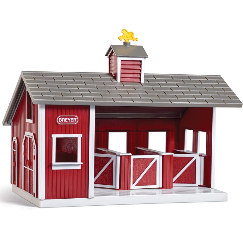 Breyer Stablemates Red Stable Set with 2 Horses â€“ Realistic Horse Toys for Girls Ages 4â€“8, Barn Playset with Fencing, Barrels & Trough, Creative Gift for Kids, Imaginative Horse Play - Image 3
