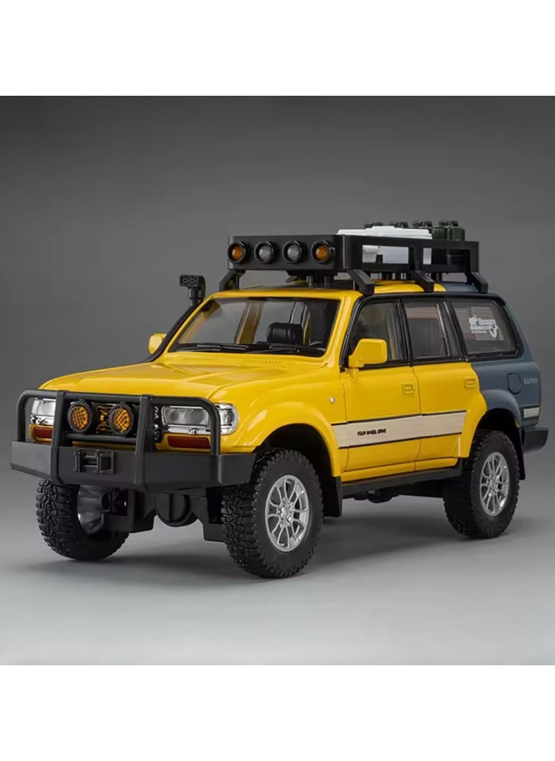 Toyland 1: 24 Scale Land Cruiser LC80 Model Car Toy, Alloy Diecast 6 Doors Openable Vehicle with Light Sound, Pullback Off-road Vintage Car  - Image 1