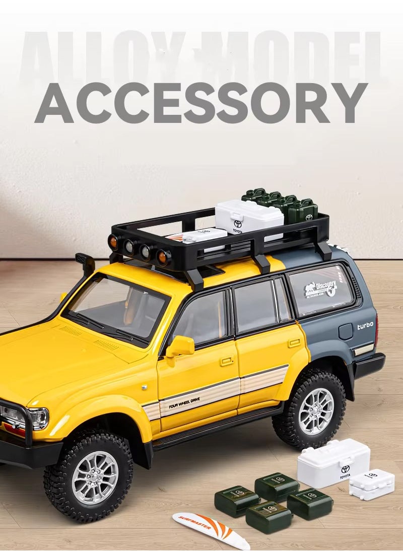Toyland 1: 24 Scale Land Cruiser LC80 Model Car Toy, Alloy Diecast 6 Doors Openable Vehicle with Light Sound, Pullback Off-road Vintage Car  - Image 2