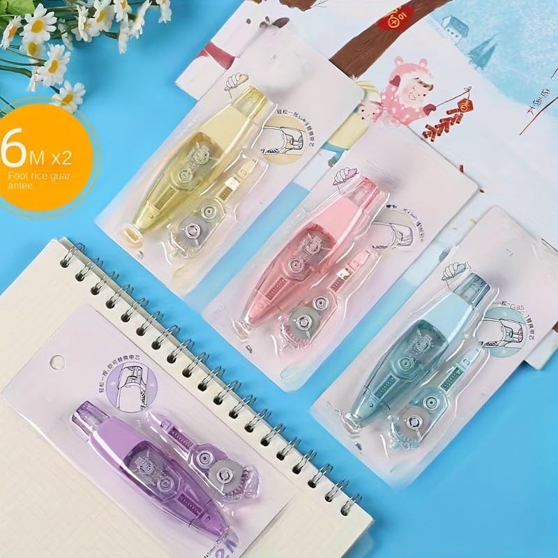 CHEENNY Correction Tape - Correction Tape 6 Meter X 5 MM for Journal, Correction Pen, Whitener for Correction, Stationery Items for School & Office,Correction Pen Tape (Multicolor) (Design-9) - Image 3